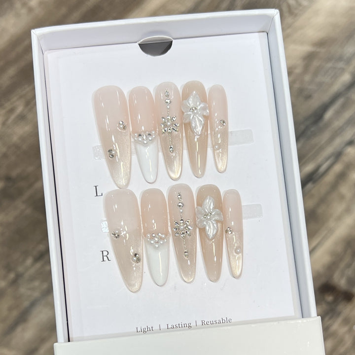 Elegant Stiletto Press-On Nail Set with Decorative Accents Kalsten