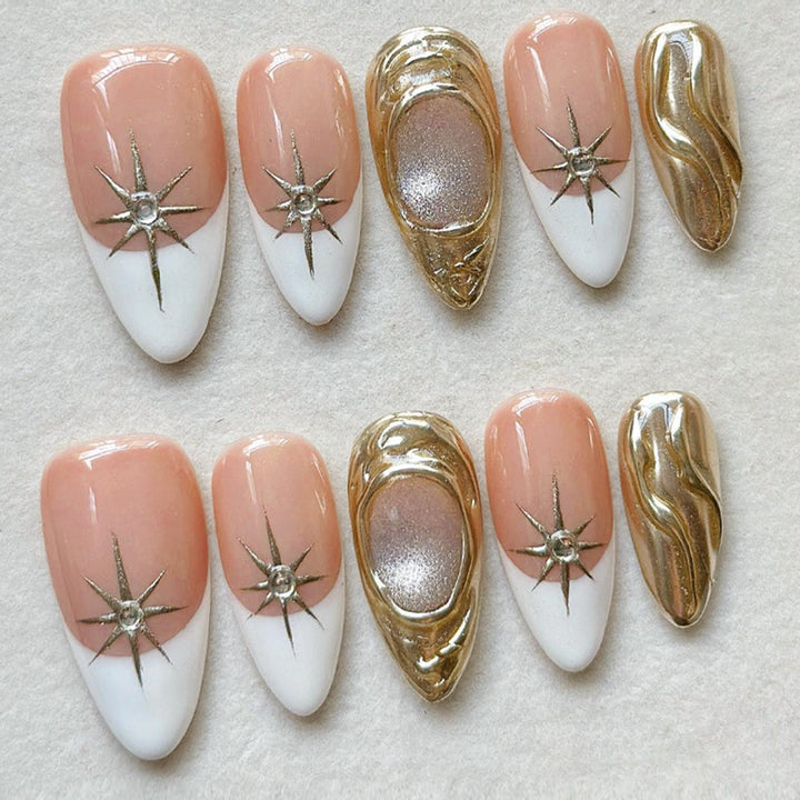 Premium Decorative Press-On Nail Set with Elegant Floral Accents Kalsten
