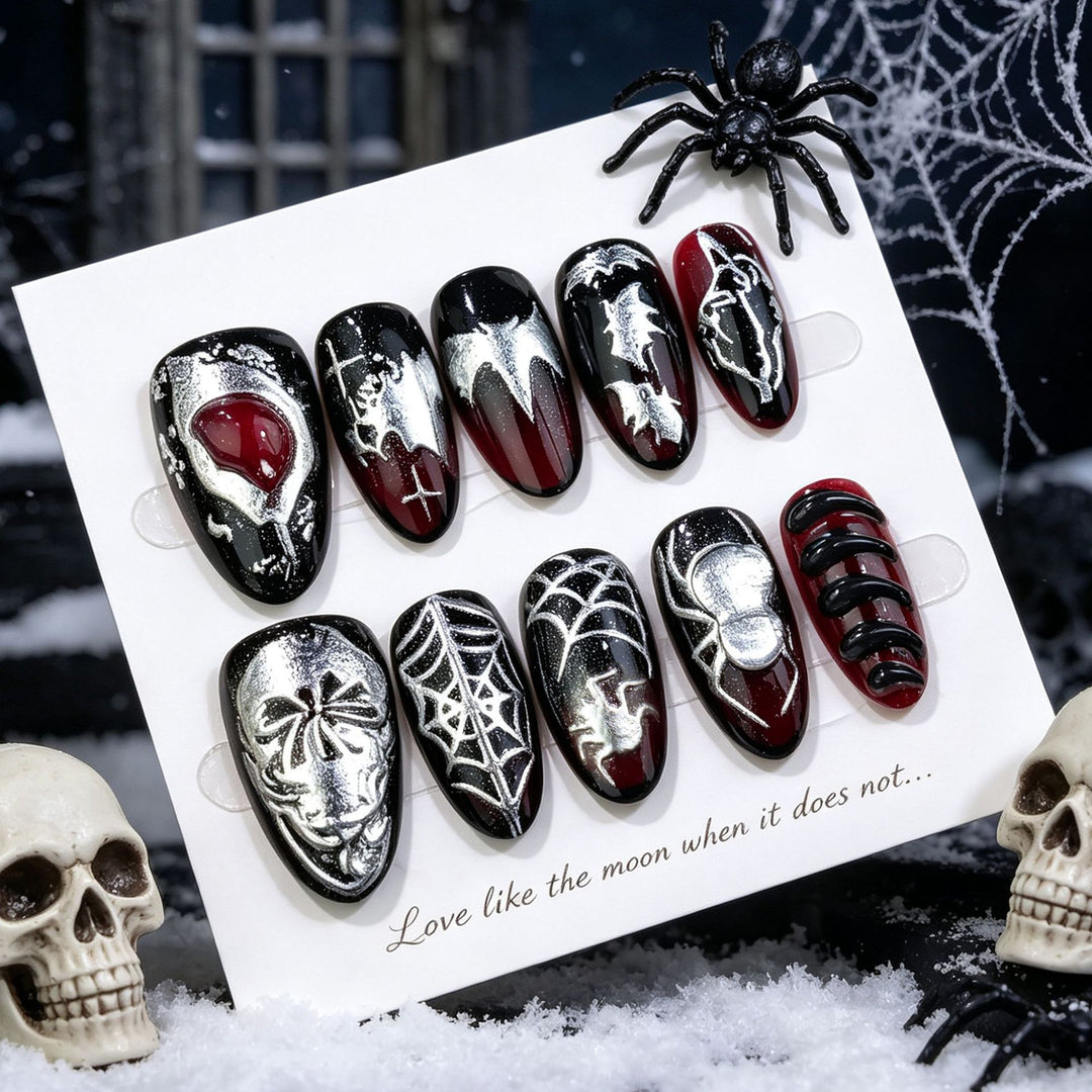 Spooky Gothic Press-On Nail Art Collection