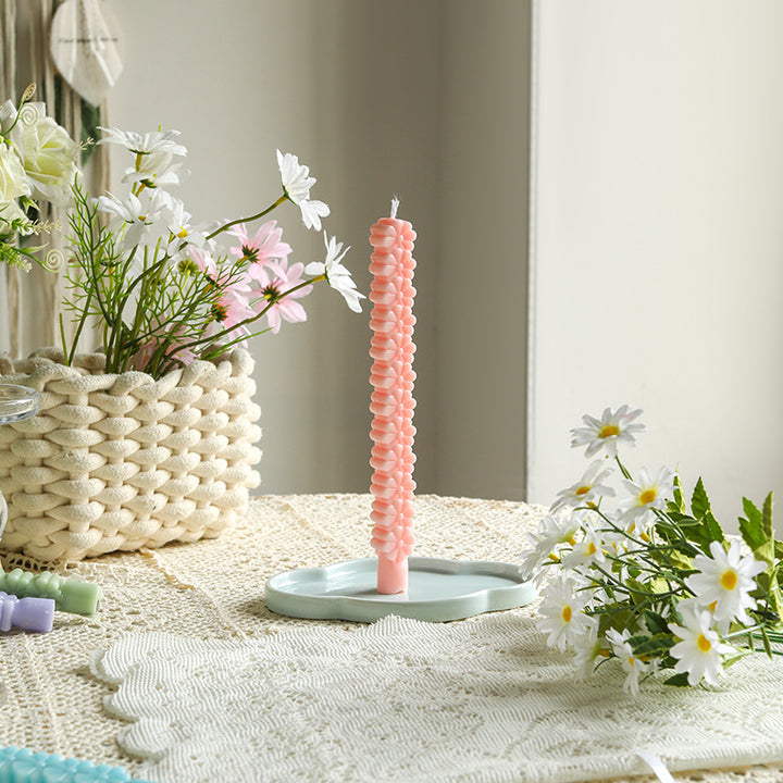Sculptural Petal-Stack Taper Decorative Candle