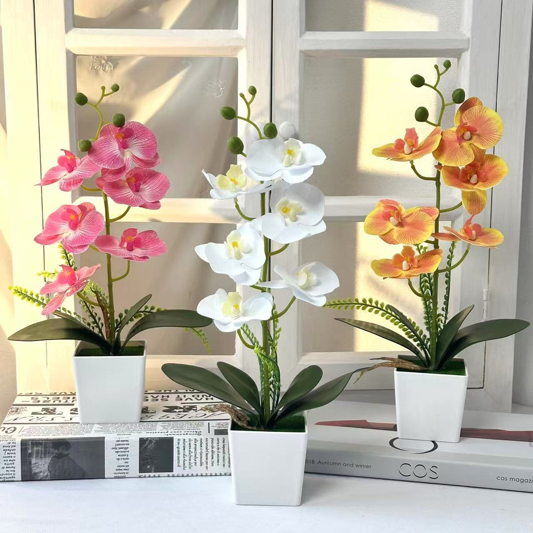 Realistic Artificial Orchid Arrangement for Home Decor