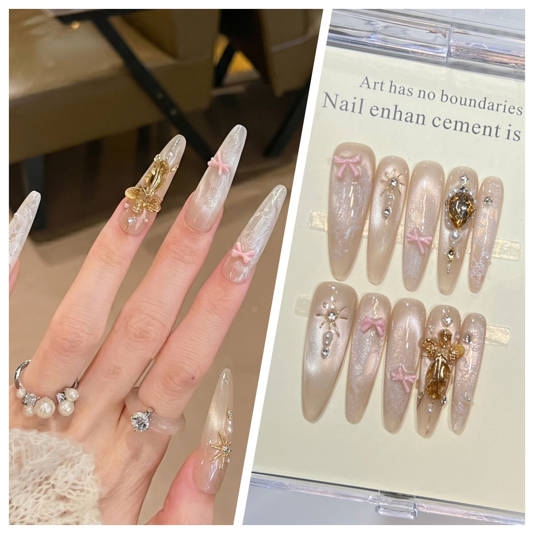 Artistic Stiletto Press-On Nail Set with Charming Patterns Kalsten
