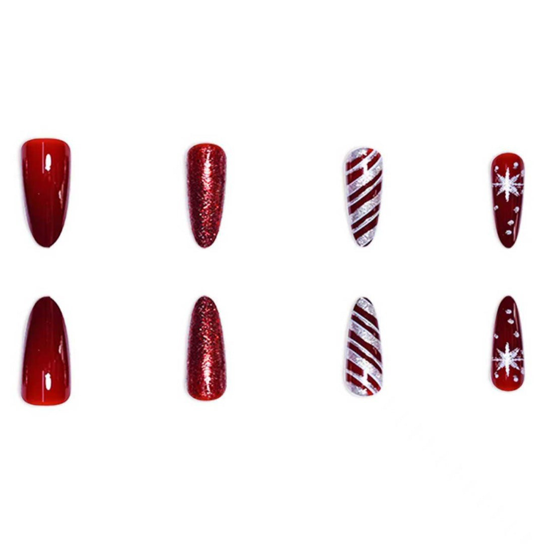 Festive Holiday Stiletto Nail Art Kalsten