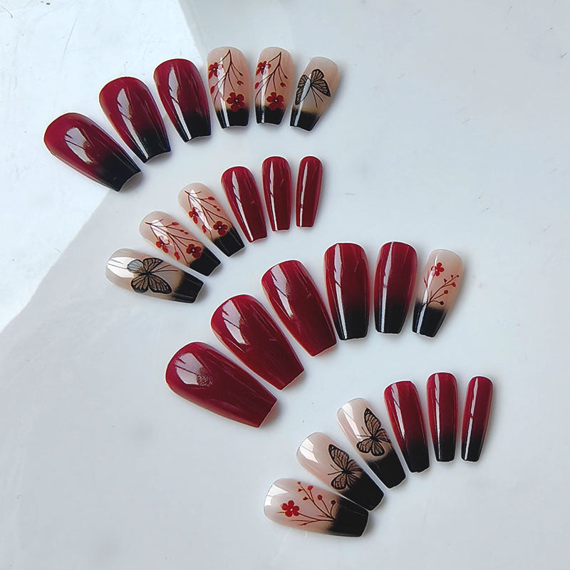 Artificial nails with butterfly and flower motifs Kalsten