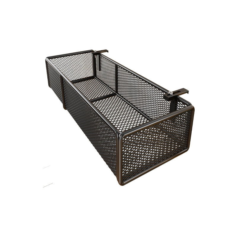 Clamp-On Mesh Bedside Rail Organizer Shelf with Multi Hooks