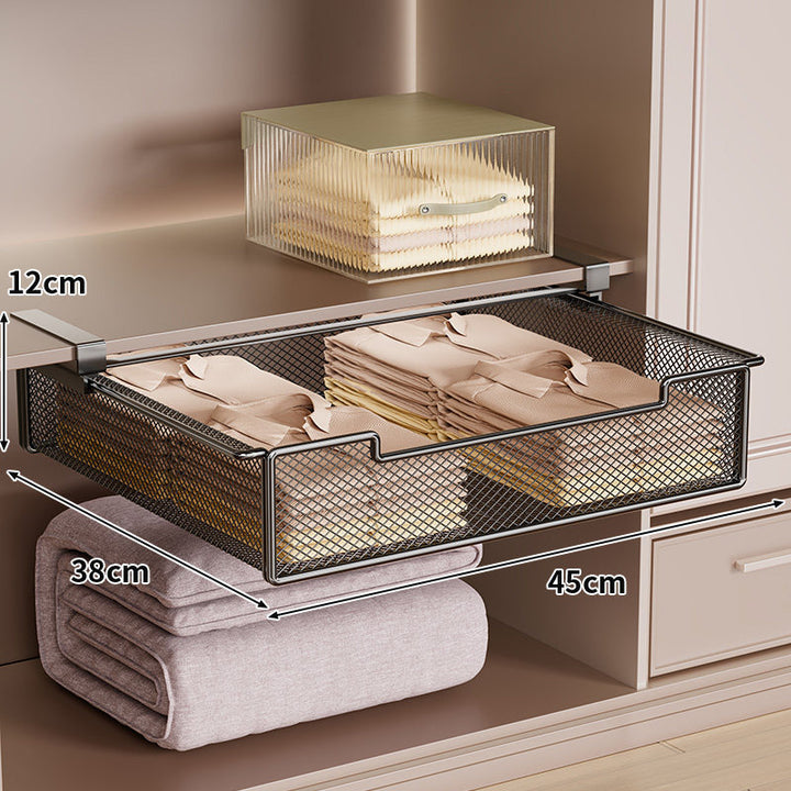 Under-Shelf Pull-Out Mesh Drawer Organizer for Closet and Cabinet