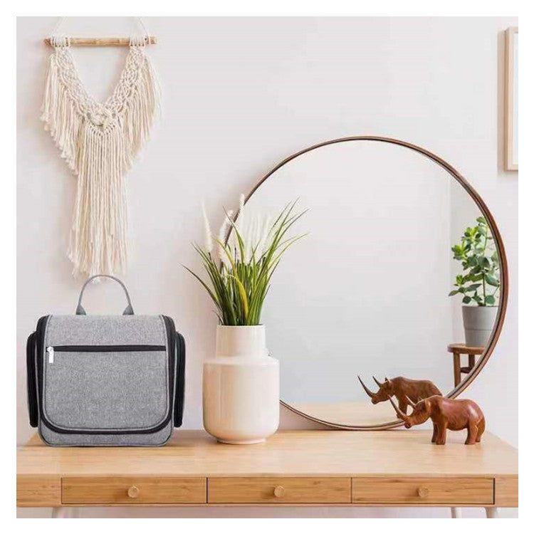 Elegant cosmetic bag with hanging hook and versatile compartments Kalsten