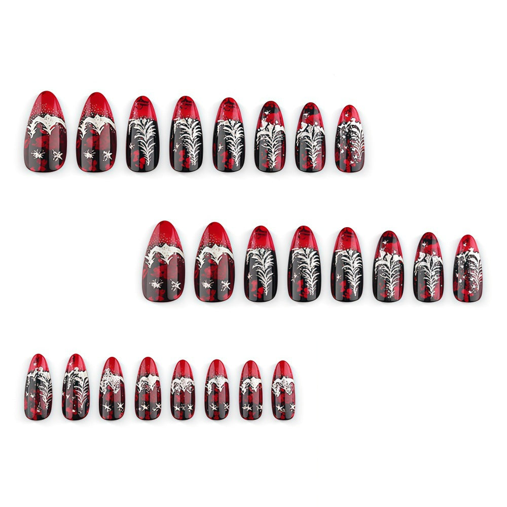 Artificial nails in elegant winter design with 3D Christmas tree motifs Kalsten