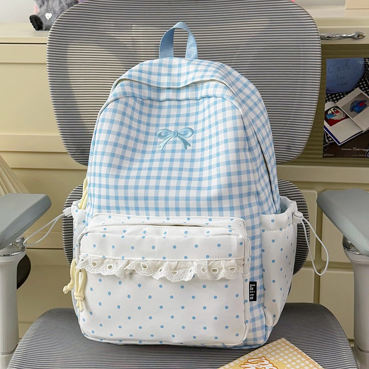 Playful Gingham Print School Backpack Kalsten