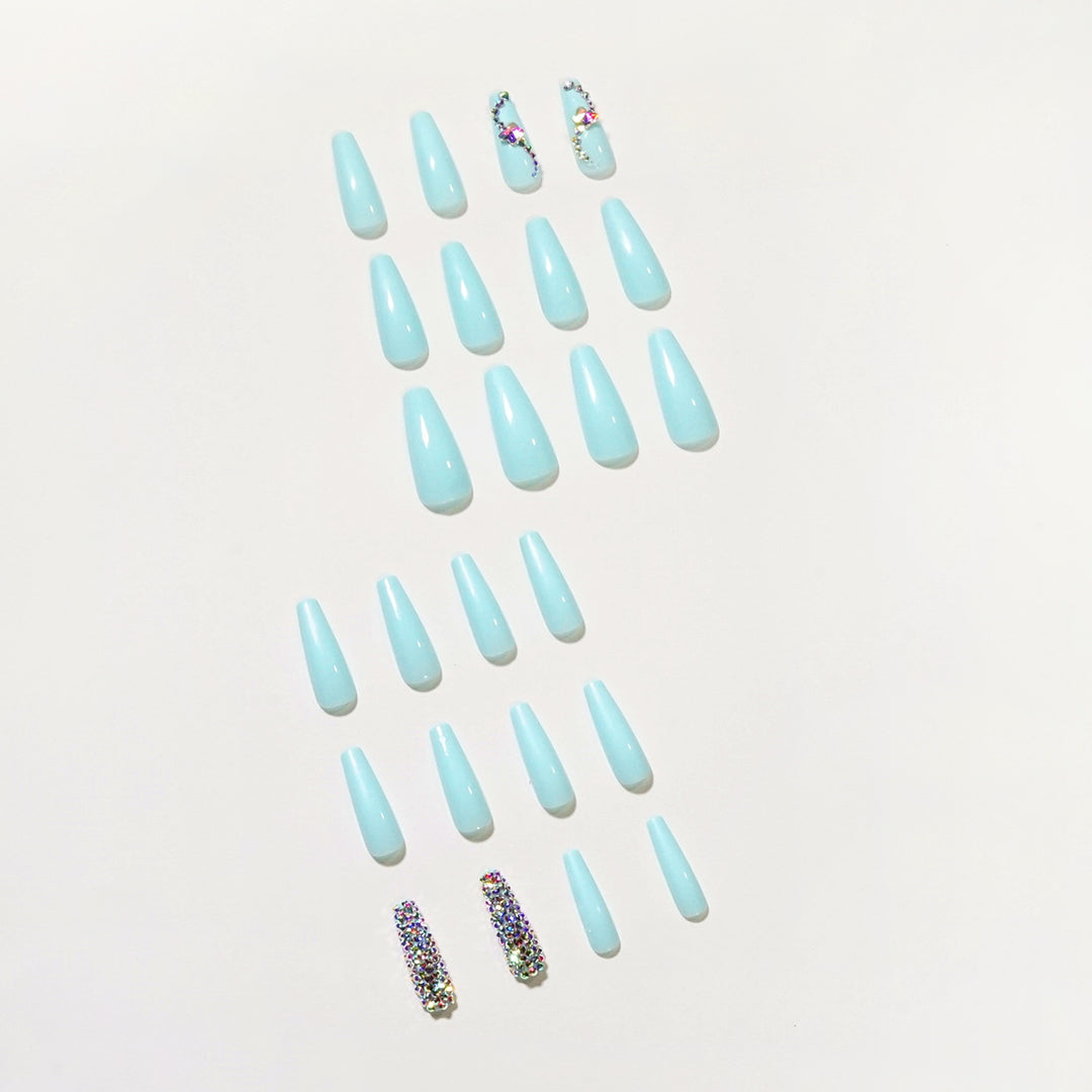 Glamorous artificial nails with sparkling rhinestone embellishments Kalsten