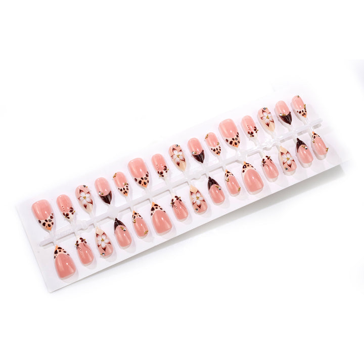 Elegant Floral-Embellished Press-On Nails