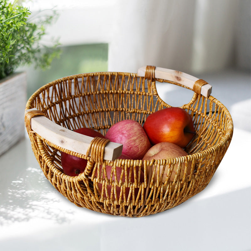 Handcrafted Woven Storage Basket with Wooden Handles Kalsten