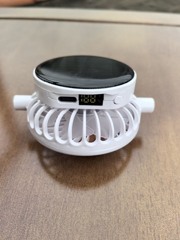 Portable solar-powered USB-C fan with digital battery indicator Kalsten