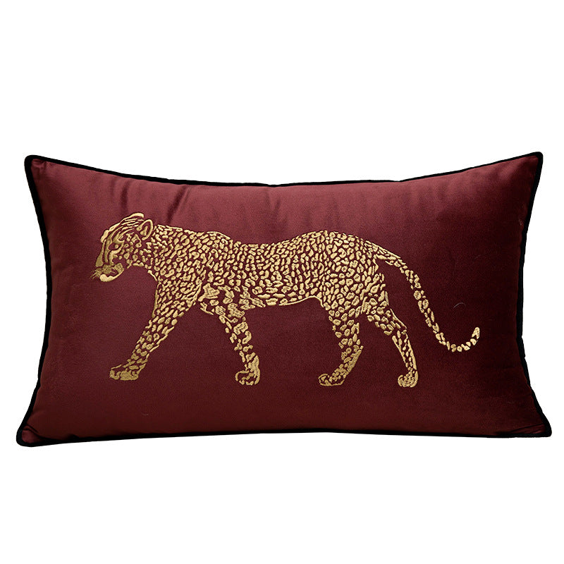 Artistic Leopard Embroidered Decorative Cushion Cover