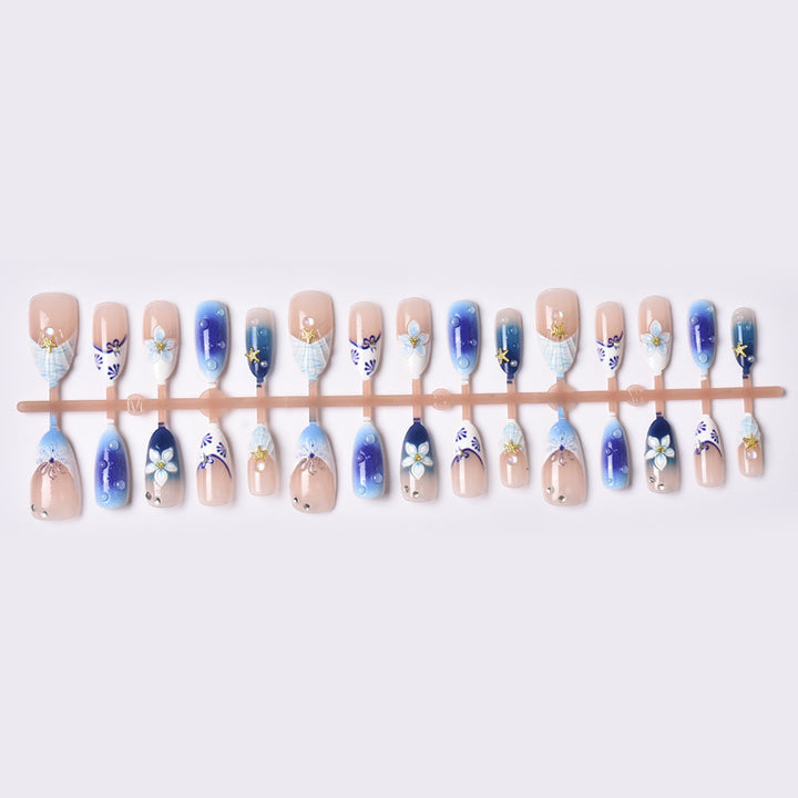 Artistic Floral Pattern Press-On Nail Art Set Kalsten