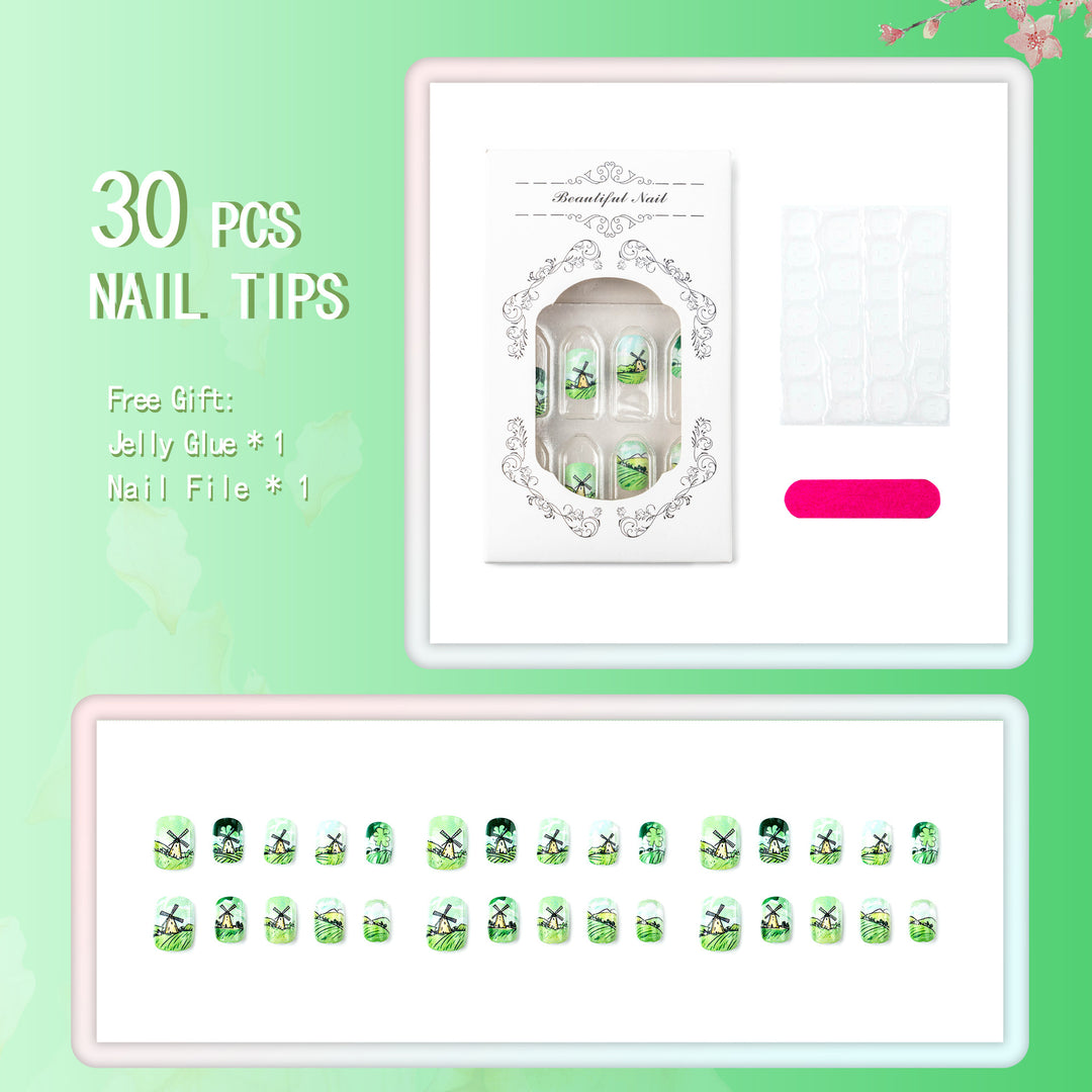 Artistic Landscape-Themed Press-On Nail Set