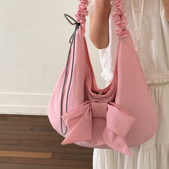 Bow-Embellished Hobo Bag