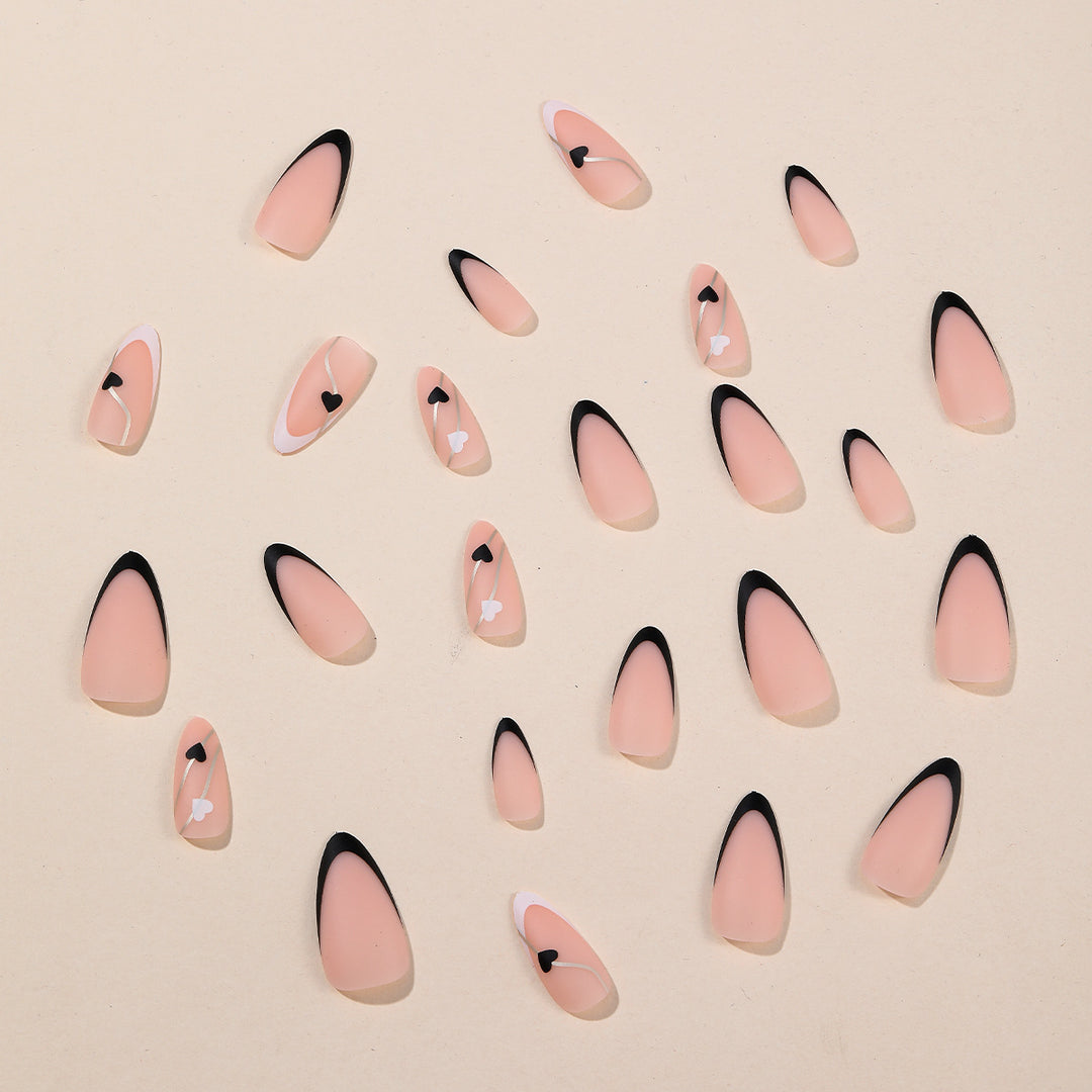 Elegant Heart-Themed Acrylic Nail Art Extensions Kalsten