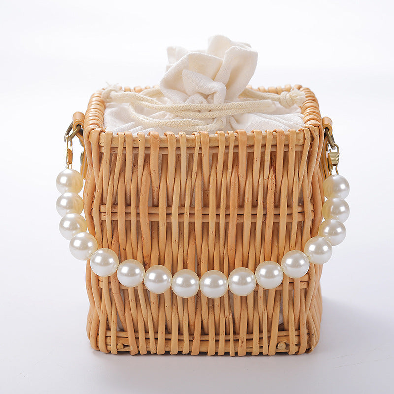 Ladies Elegant Basket Bag with Pearl Accents Kalsten