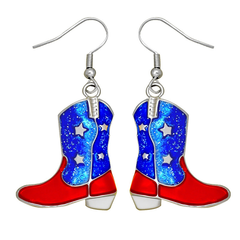 Women's stud earrings wing design enamel with star motif and fine alloy Kalsten