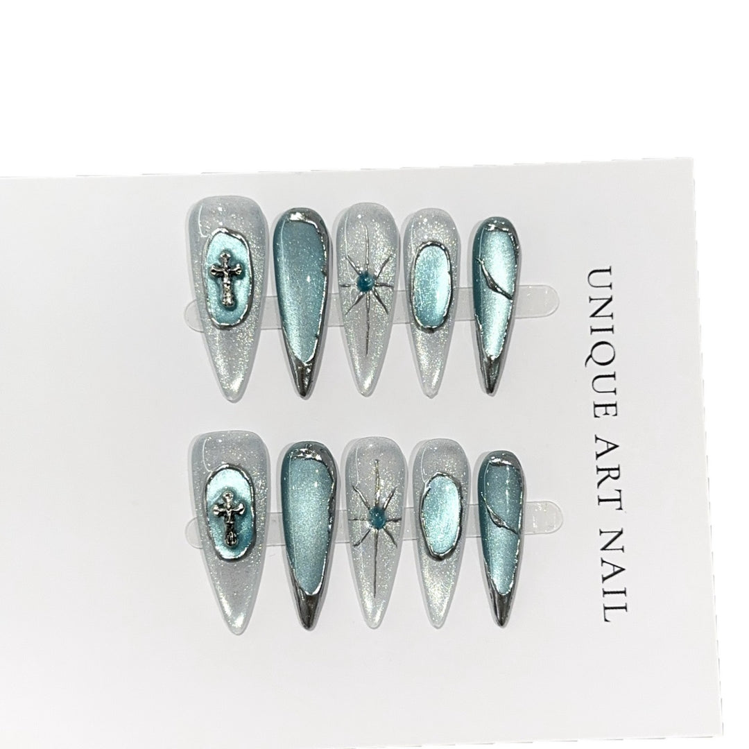 Artistic Themed Press-On Nail Set with Unique Designs
