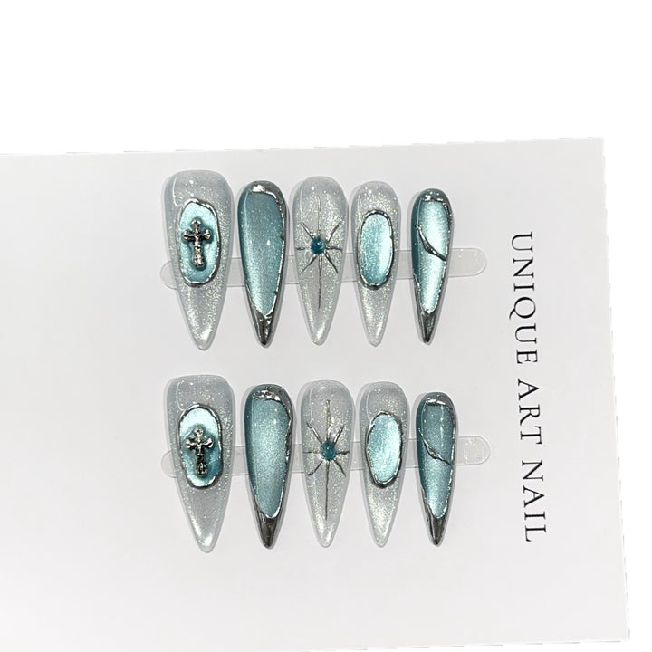 Artistic Themed Press-On Nail Set with Unique Designs