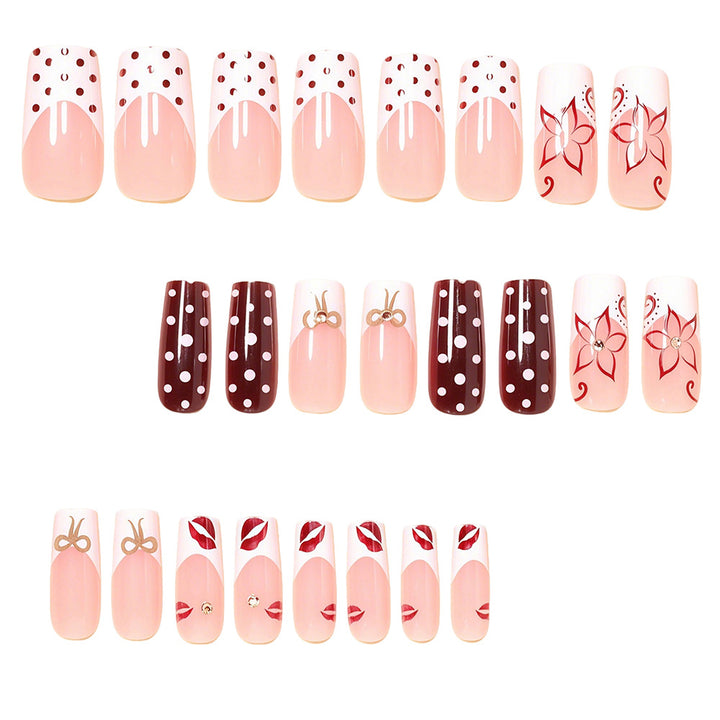 Decorative Press-On Nail Art Set with Floral Accents Kalsten
