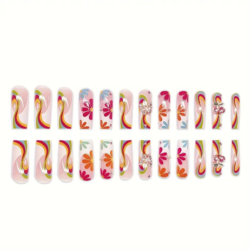Vibrant Artistic Press-On Nail Set Kalsten