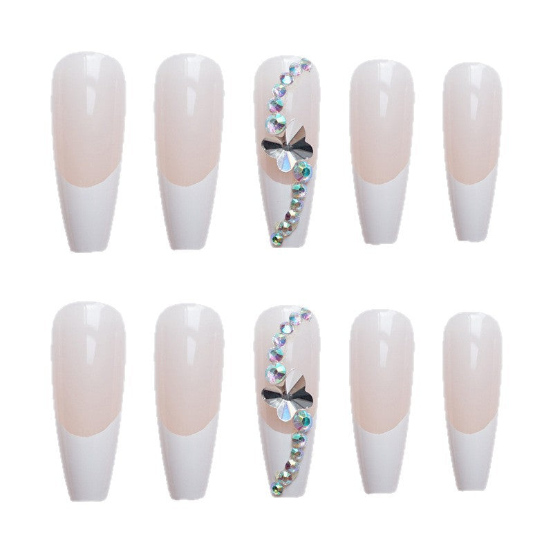 Glamorous Long Stiletto Press-On Nail Set with Decorative Crystal Accents
