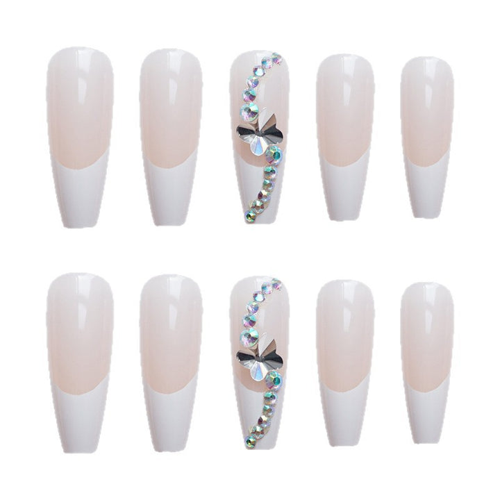 Glamorous Long Stiletto Press-On Nail Set with Decorative Crystal Accents