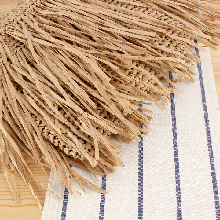 Trendy Straw Bag with Fringed Design Kalsten