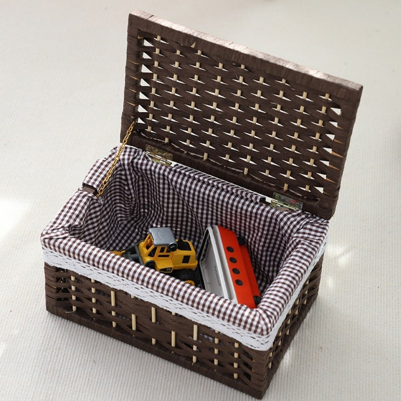 Rustic toy basket with checked pattern Kalsten