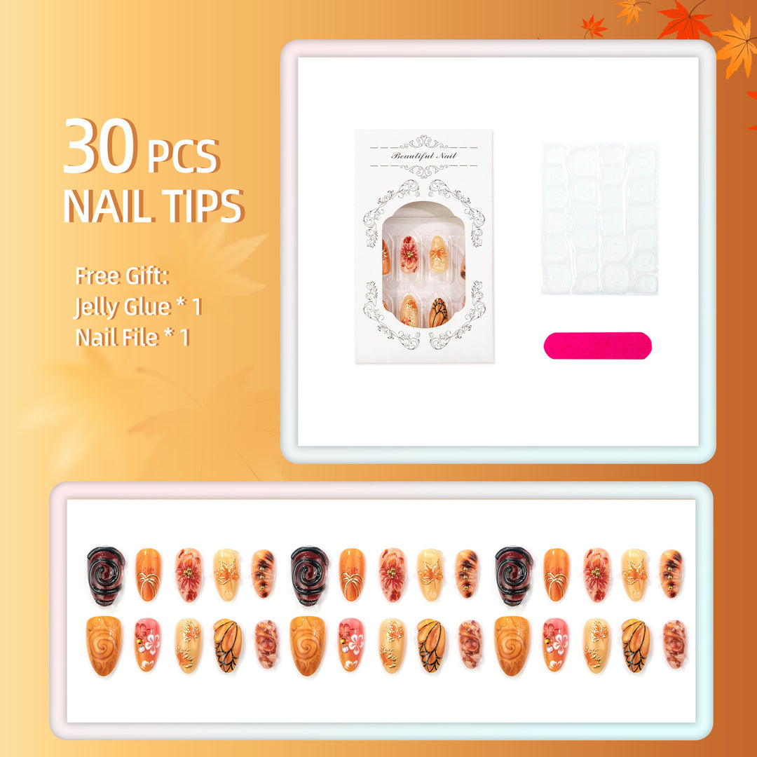 Hand-Painted Seasonal Press-On Nail Art Set