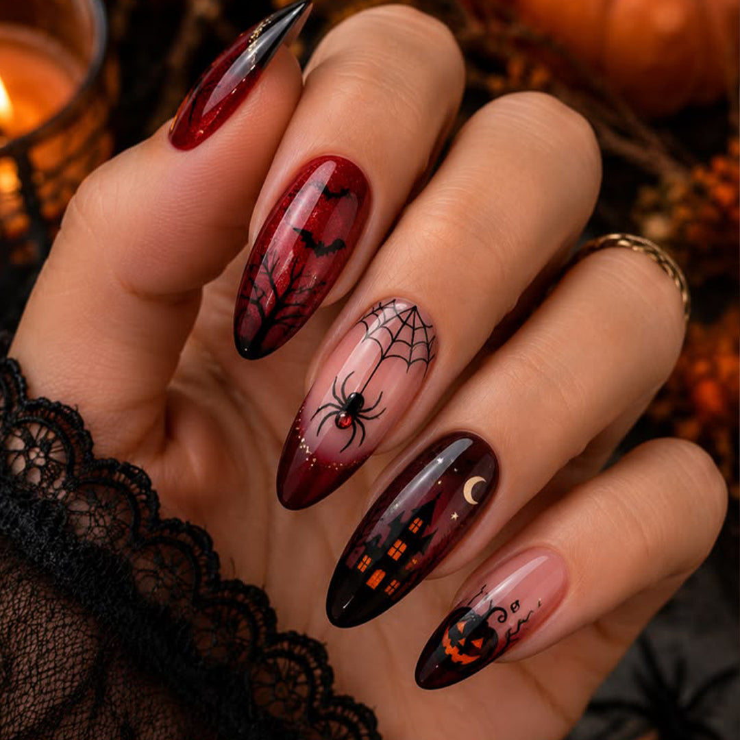 Gothic Halloween-Themed Stiletto Nail Art Extensions Kalsten 1789713505