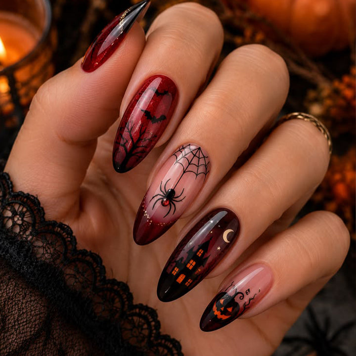 Gothic Halloween-Themed Stiletto Nail Art Extensions Kalsten 1789713505