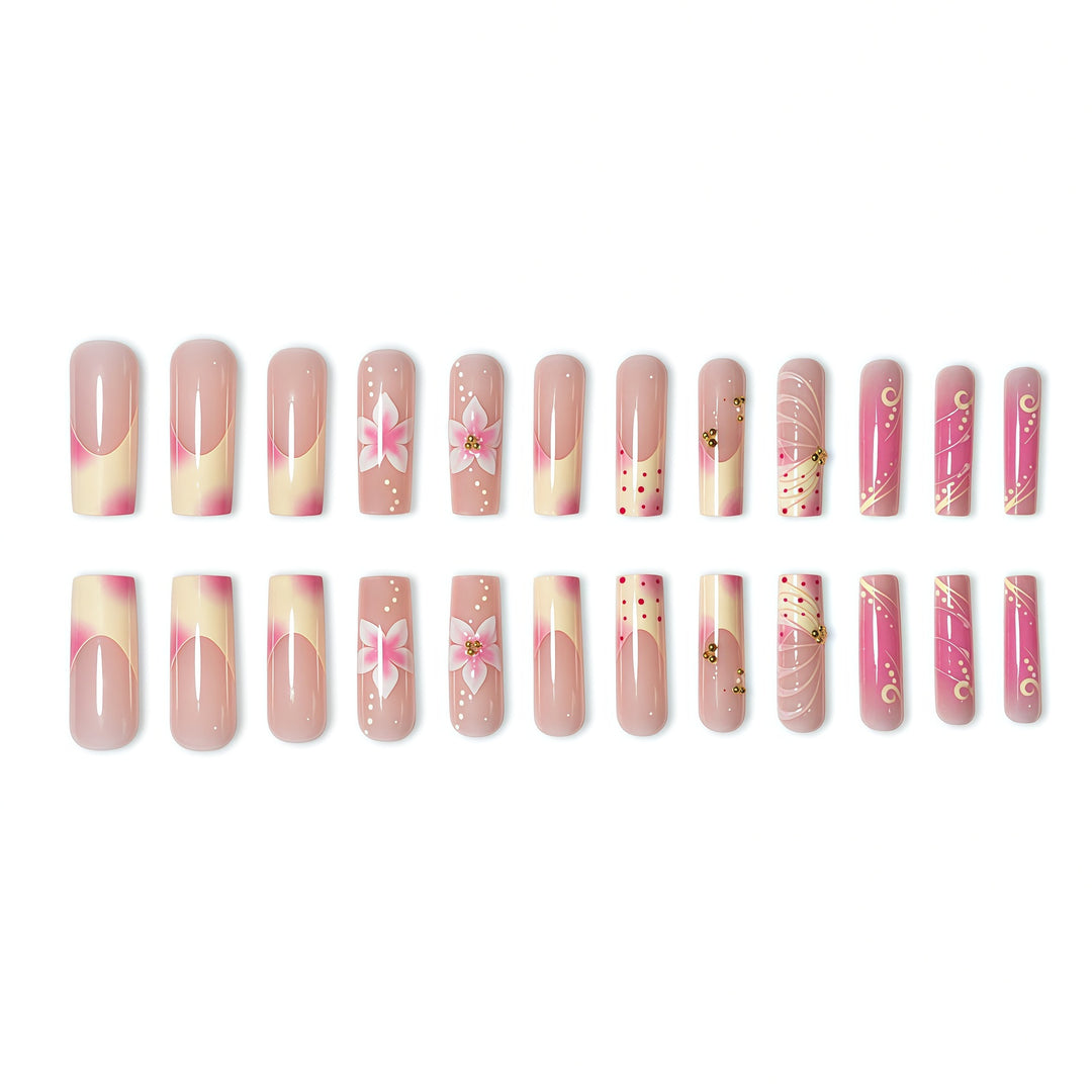 Floral Embellished Nail Extensions Kalsten