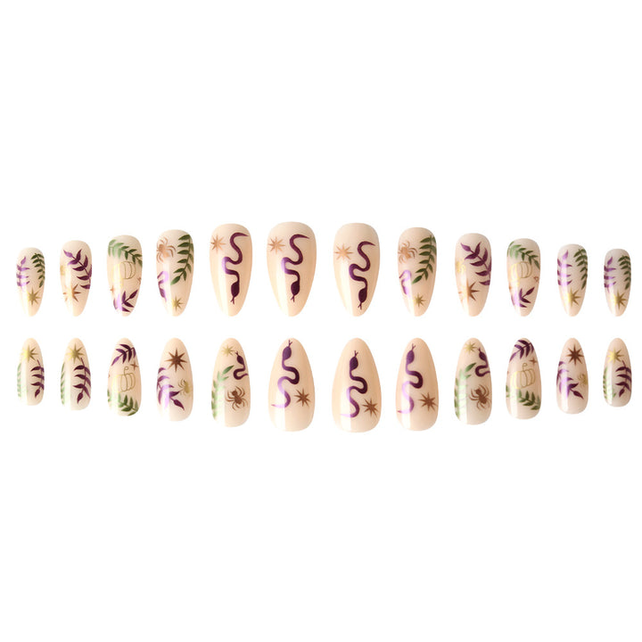 Artistic Press-On Nail Set with Halloween-Inspired Designs Kalsten