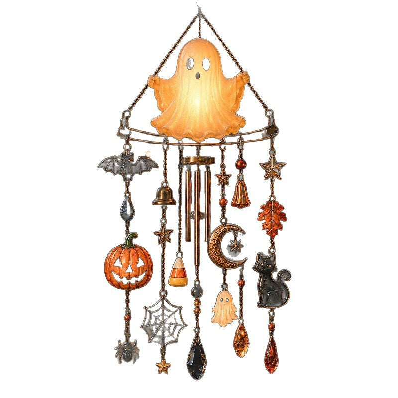 Colorful skull wall decoration in the Day of the Dead style with acrylic beads and crystal pendants