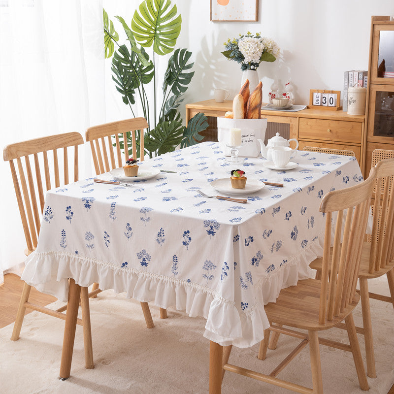 Floral Lace Trim Tablecloth