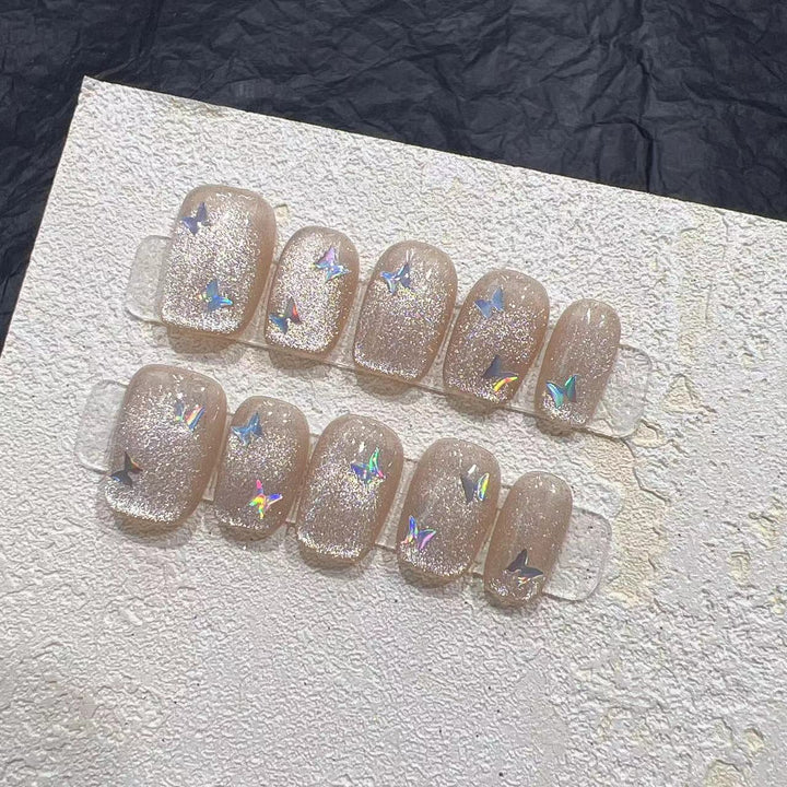Glittering Press-On Nail Set with Star Accents Kalsten