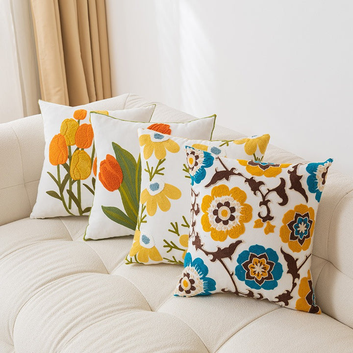 Floral Embroidered Cushion