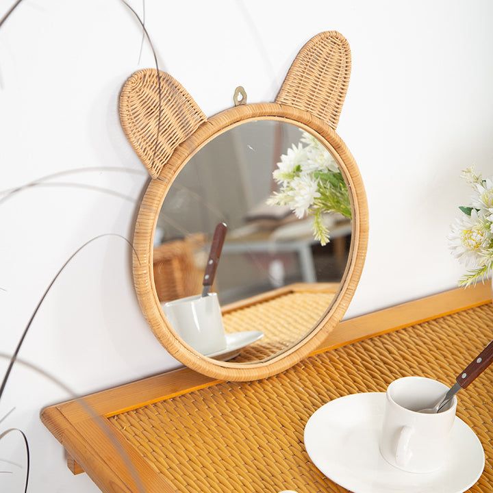 Round Wall Mirror with Rattan Design Kalsten