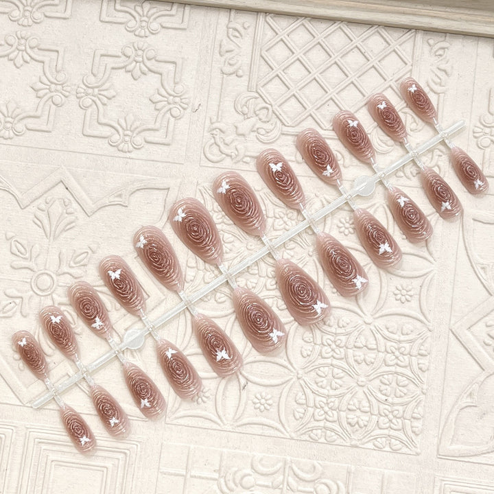 Artistic Floral-Accent Press-On Nail Set Kalsten