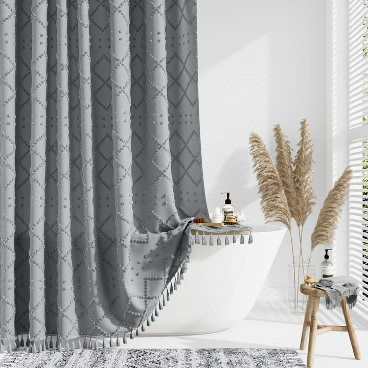 Textured Geometric Shower Curtain Kalsten