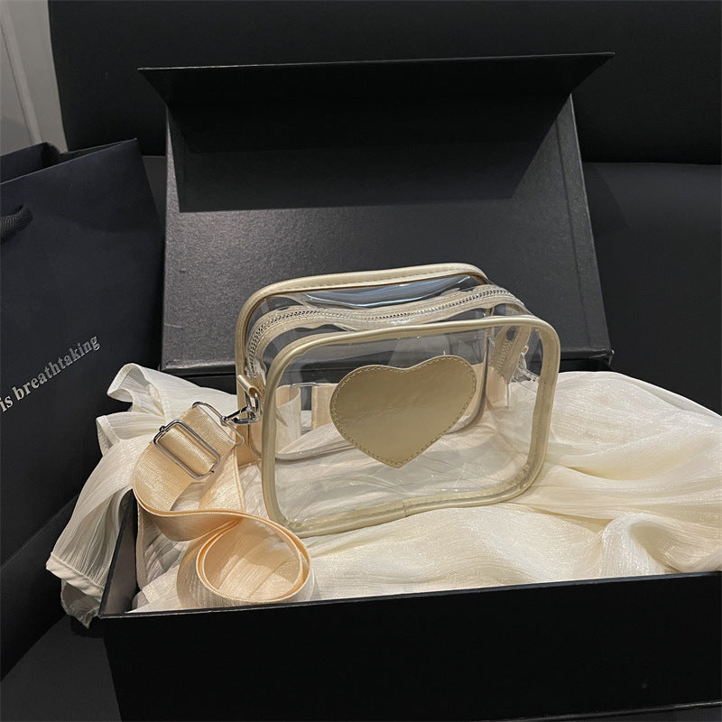 Heart-Shaped Clear Crossbody Bag