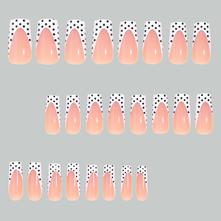 Artistic Long Press-On Nail Tips with Polka Dot Design Kalsten