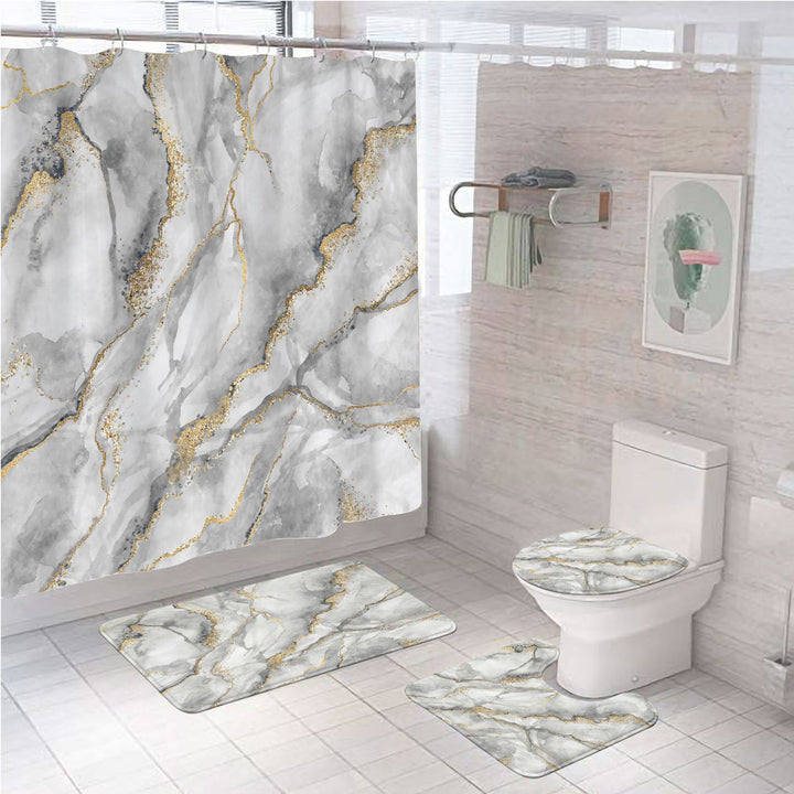 Elegant Marble Pattern Bathroom Mat Set Kalsten