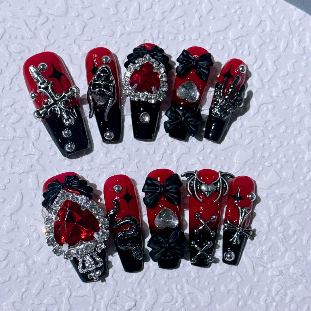 Gothic-Inspired Ornate Nail Art Set