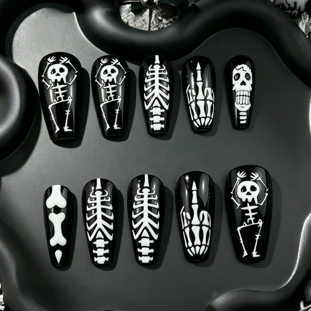 Art Nail Set with Skeleton Designs Kalsten