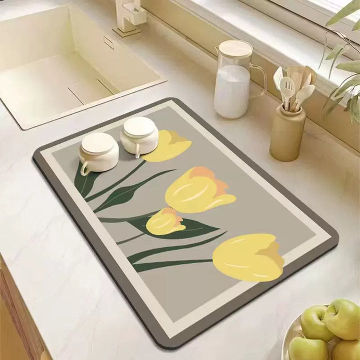 Elegant Floral Kitchen Mat